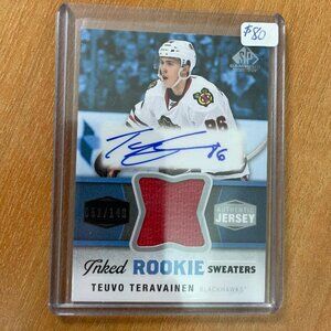 2014-15 SP Game Used Inked Rookie Sweaters #IRSTT Teuvo Teravainen #'d 52/149